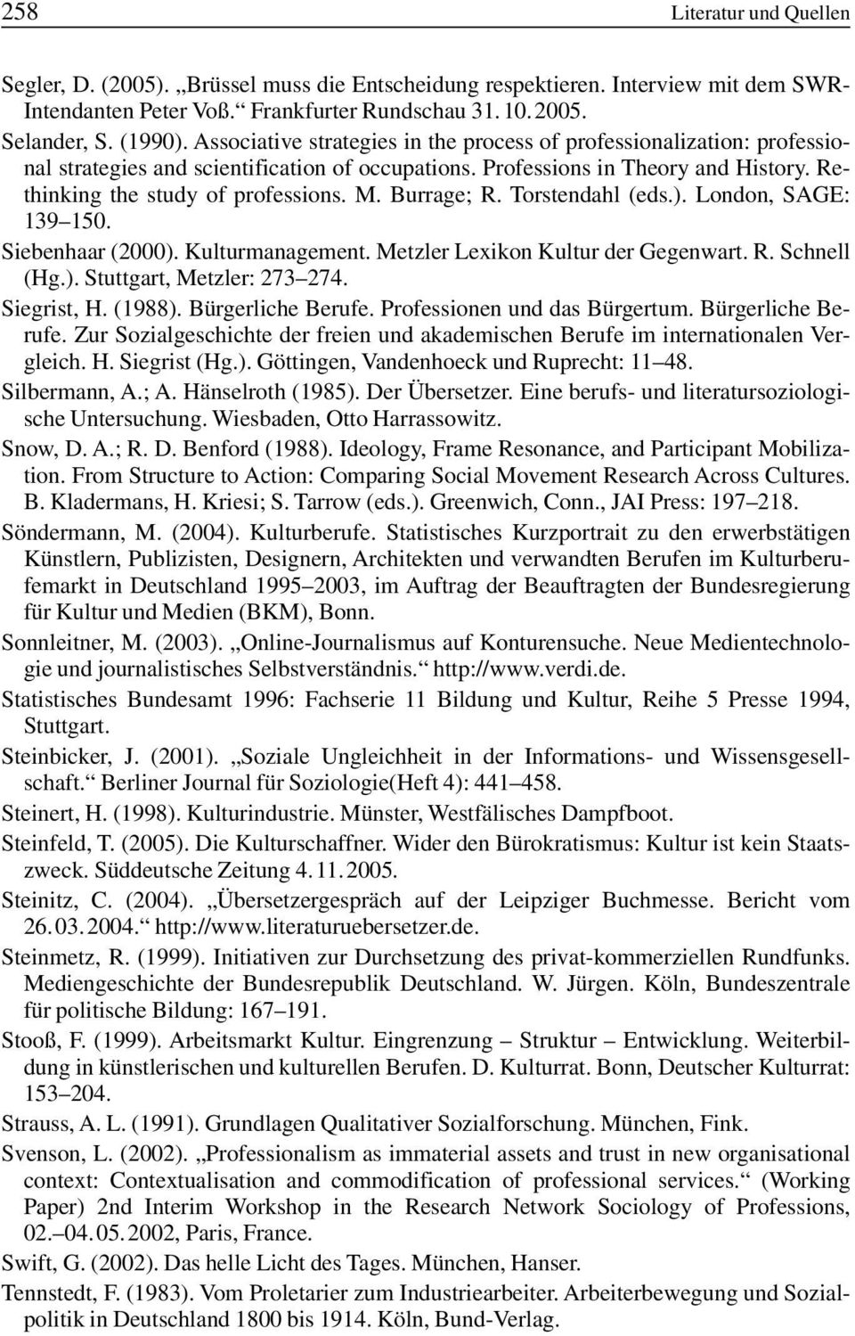 Burrage; R. Torstendahl (eds.). London, SAGE: 139 150. Siebenhaar (2000). Kulturmanagement. Metzler Lexikon Kultur der Gegenwart. R. Schnell (Hg.). Stuttgart, Metzler: 273 274. Siegrist, H. (1988).