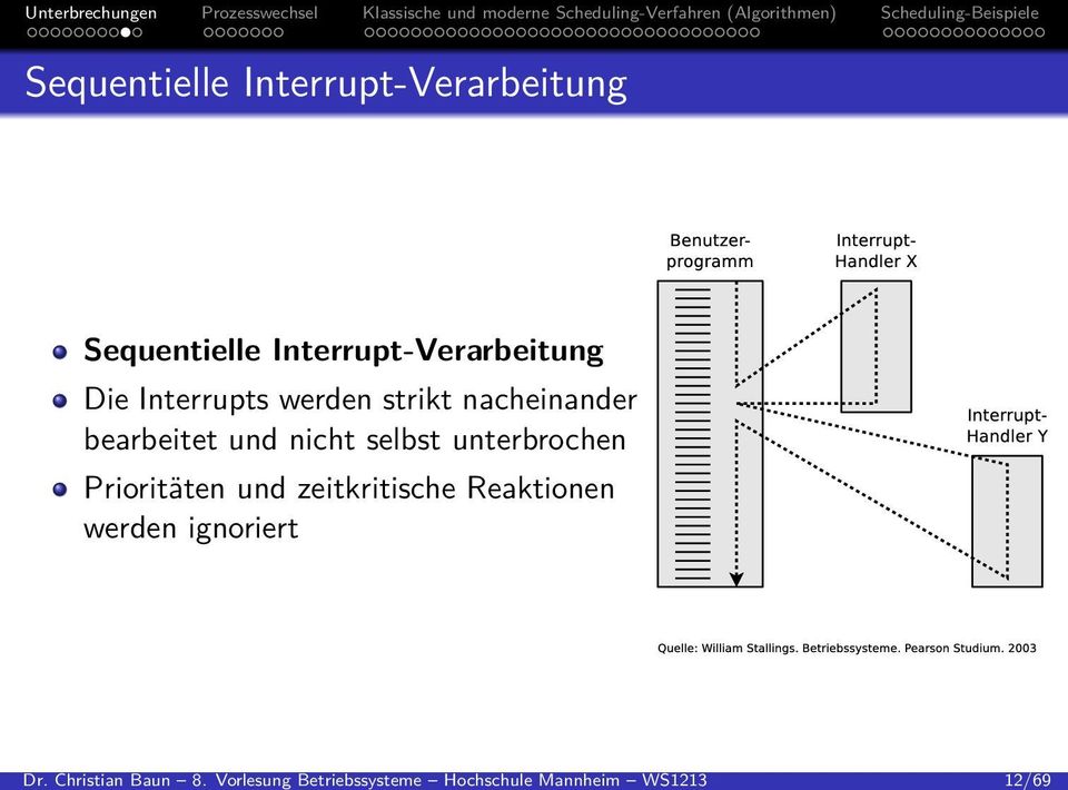 Interrupt-Verarbeitung Sequentielle Interrupt-Verarbeitung Die Interrupts