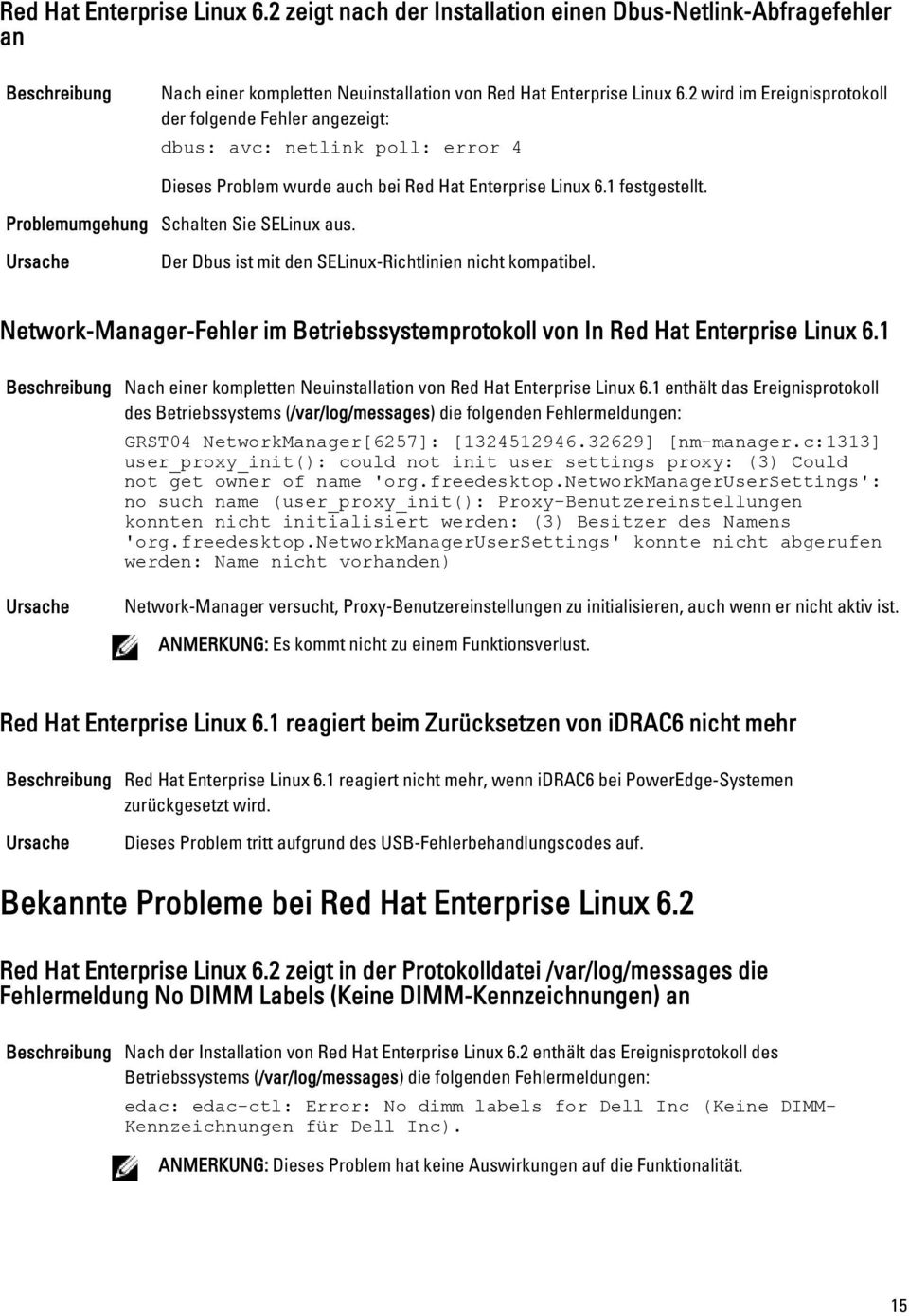 Der Dbus ist mit den SELinux-Richtlinien nicht kompatibel. Network-Manager-Fehler im Betriebssystemprotokoll von In Red Hat Enterprise Linux 6.