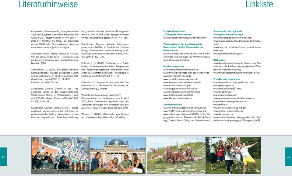 Von der Schule in den Beruf Trainingsmaterial zur Berufsvorbereitung von HauptschülerInnen Neu-Ulm 2005 Schneekloth, U. (2006).