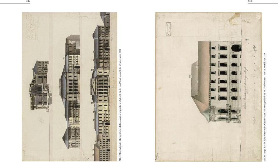 Schnitt, Rück- und Vorderansicht, Fr. Weinbrenner, 1804 Abb.