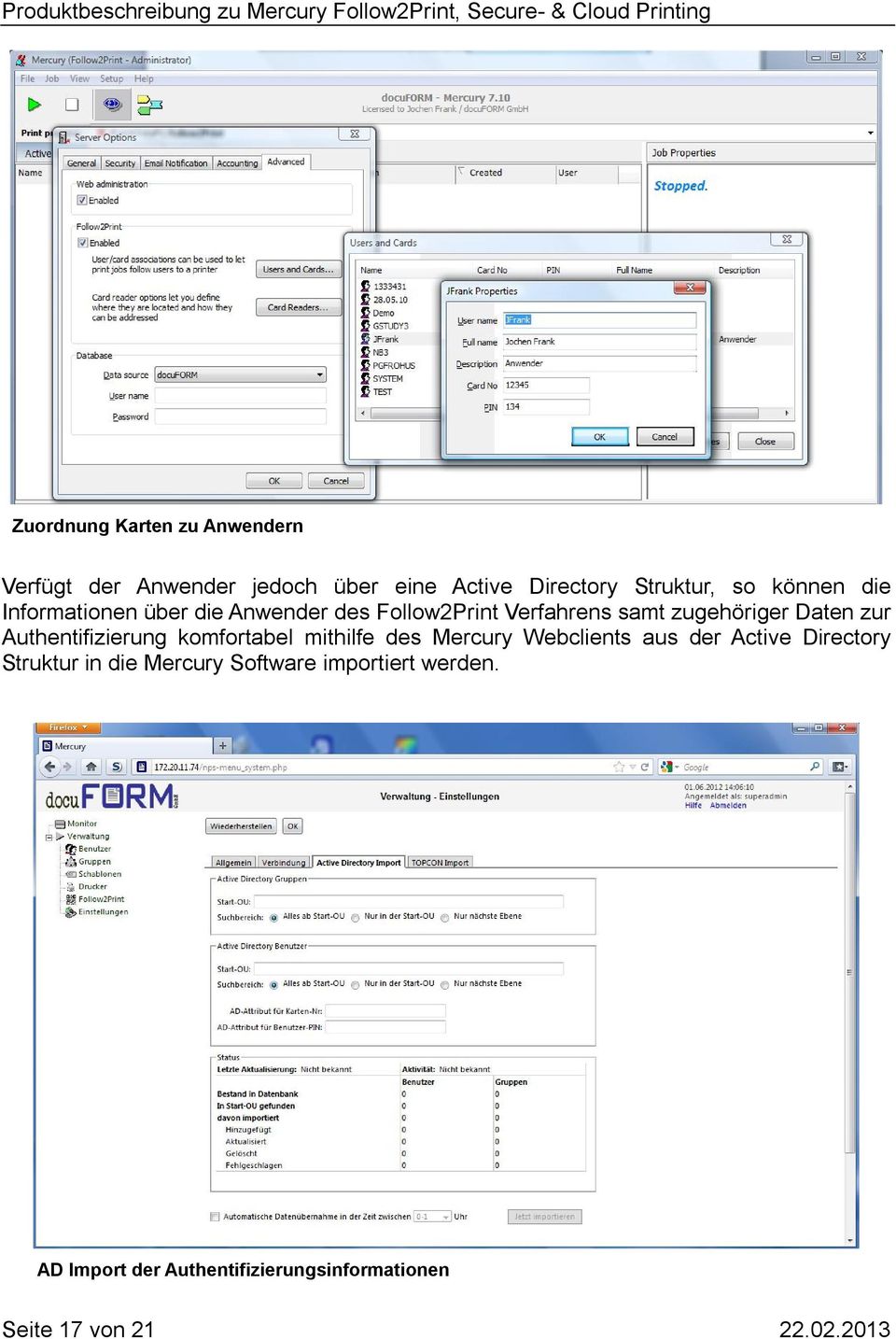 Authentifizierung komfortabel mithilfe des Mercury Webclients aus der Active Directory Struktur in