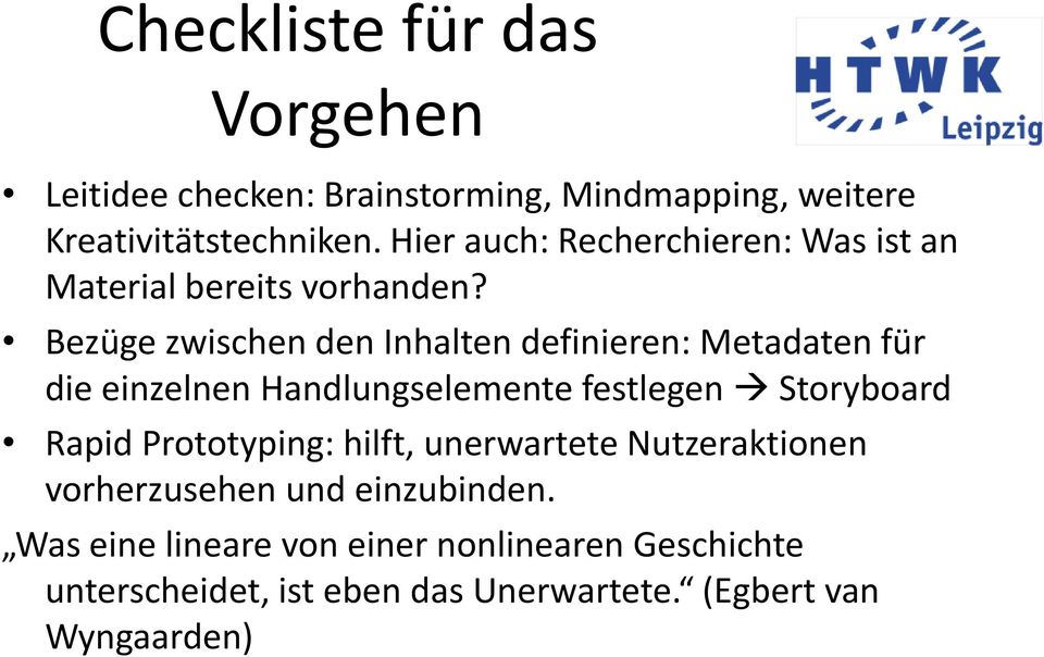 Bezüge zwischen den Inhalten definieren: Metadaten für die einzelnen Handlungselemente festlegen Storyboard Rapid