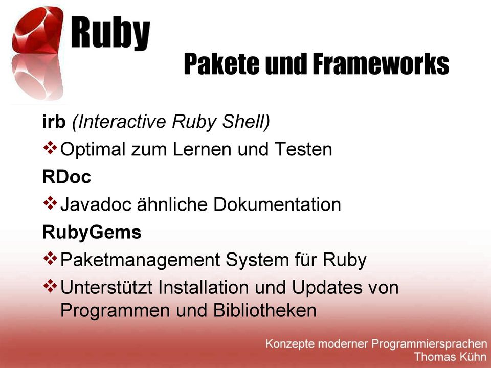 Dokumentation RubyGems Paketmanagement System für Ruby