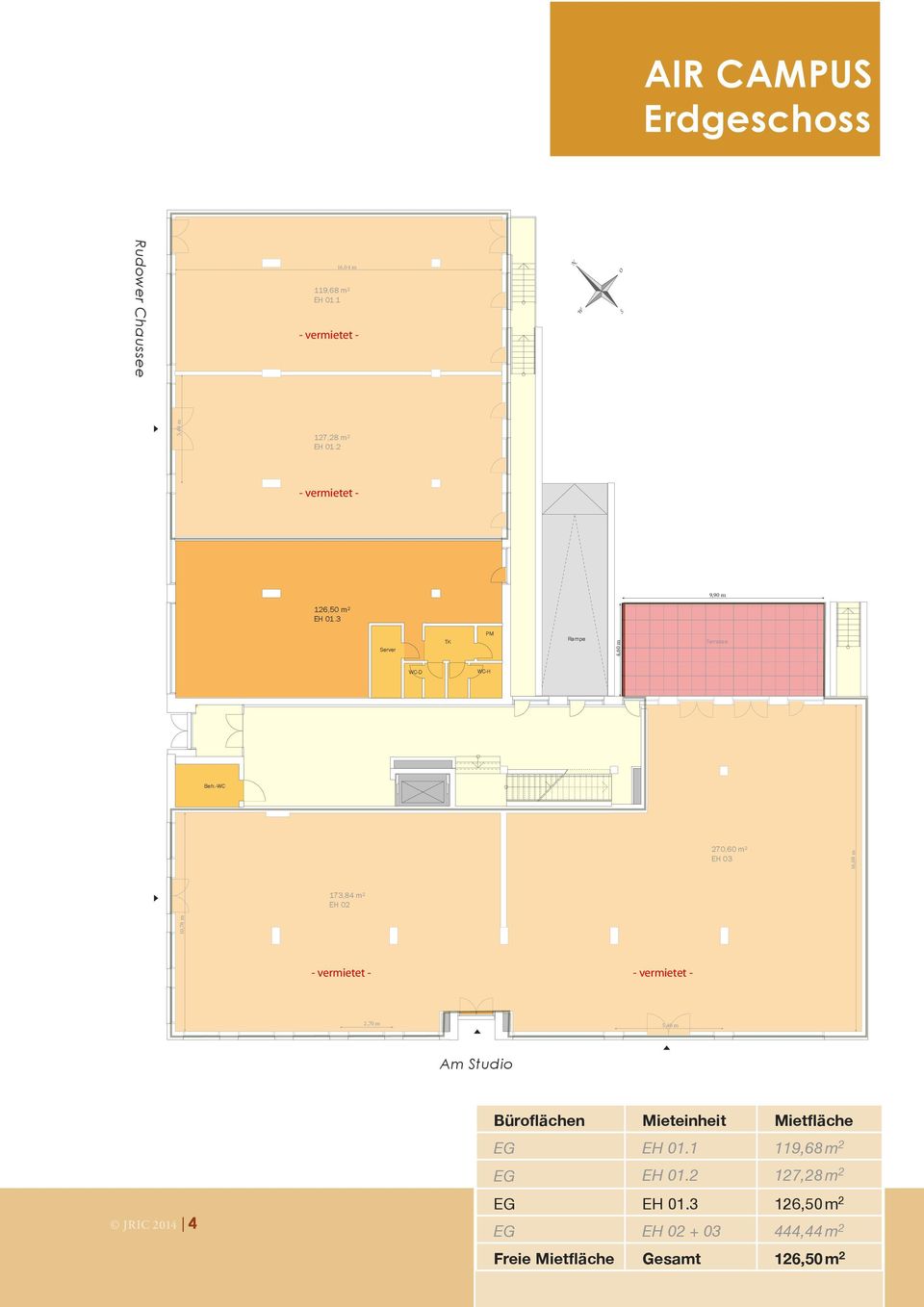 -WC 270,60 m² EH 03 16,08 m 173,84 m² EH 02 10,76 m 2,70 m 5,40 m Am Studio JRIC 2011 2014 4