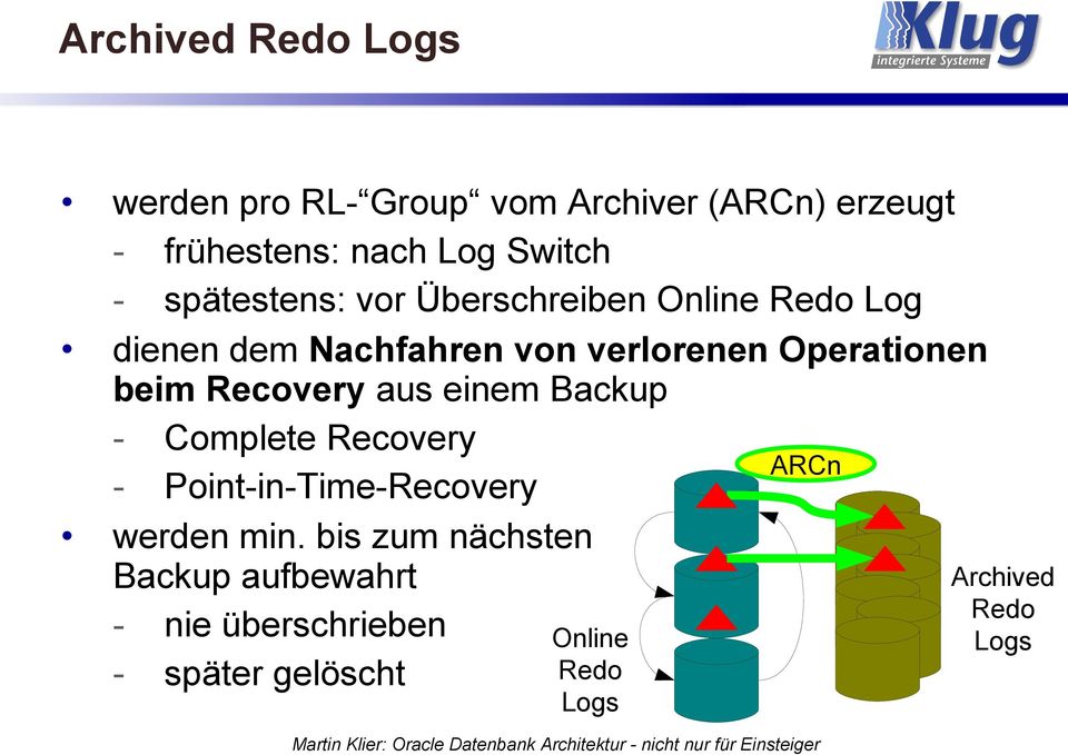 beim Recovery aus einem Backup - Complete Recovery ARCn - Point-in-Time-Recovery werden