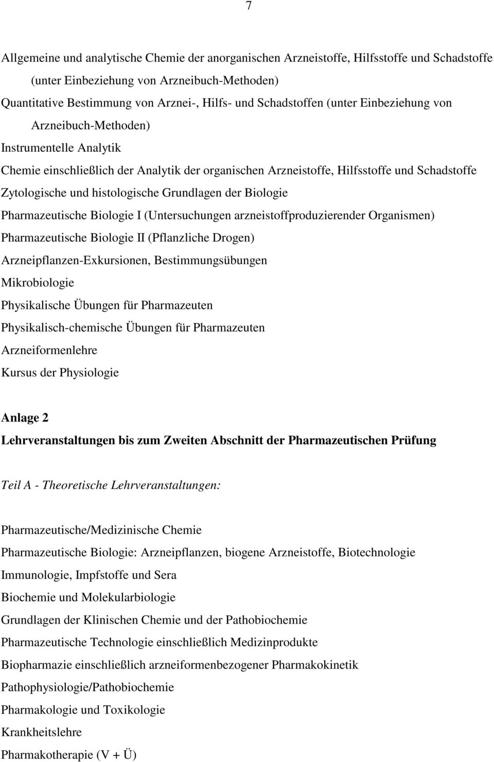 histologische Grundlagen der Biologie Pharmazeutische Biologie I (Untersuchungen arzneistoffproduzierender Organismen) Pharmazeutische Biologie II (Pflanzliche Drogen) Arzneipflanzen-Exkursionen,