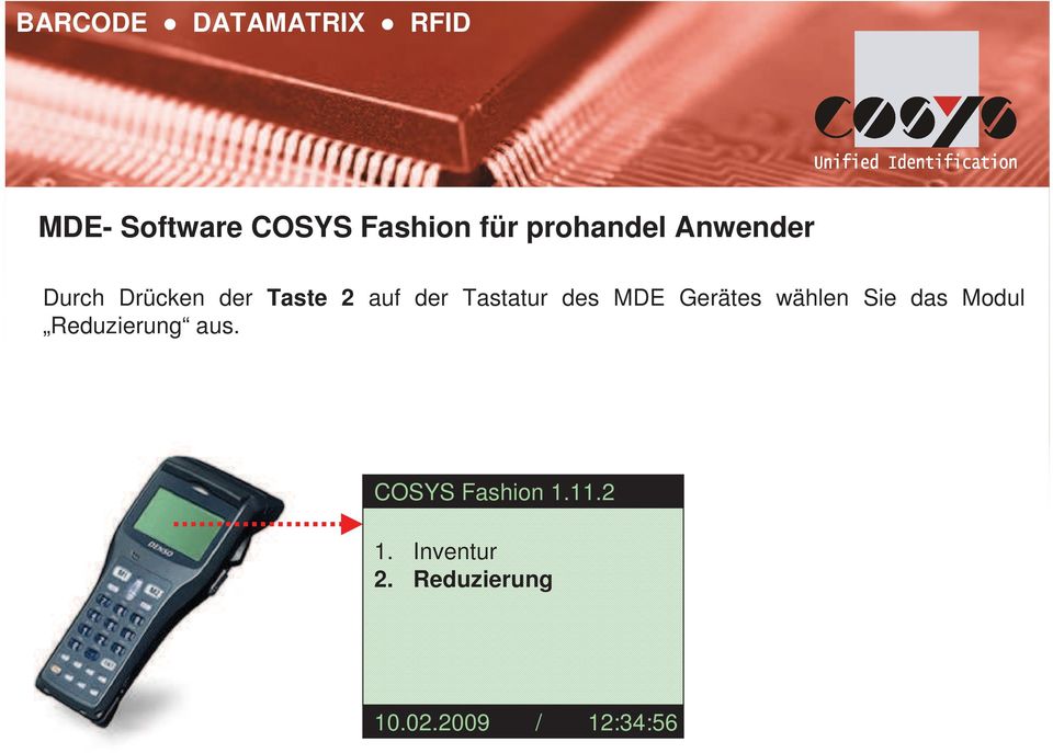 Modul Reduzierung aus. COSYS Fashion 1.11.