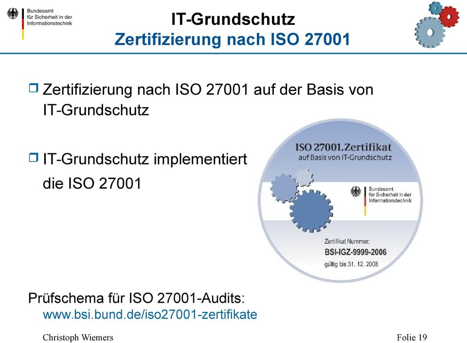 implementiert die ISO 27001 Prüfschema für