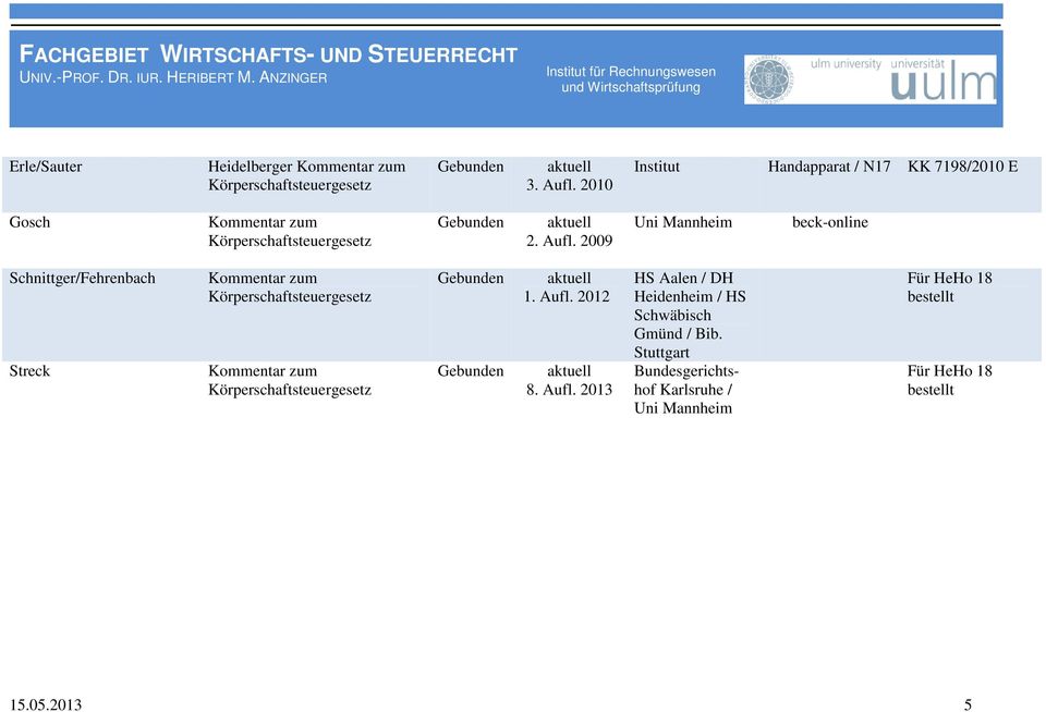 2009 Uni Mannheim beck-online Schnittger/Fehrenbach Streck Körperschaftsteuergesetz Körperschaftsteuergesetz 1.