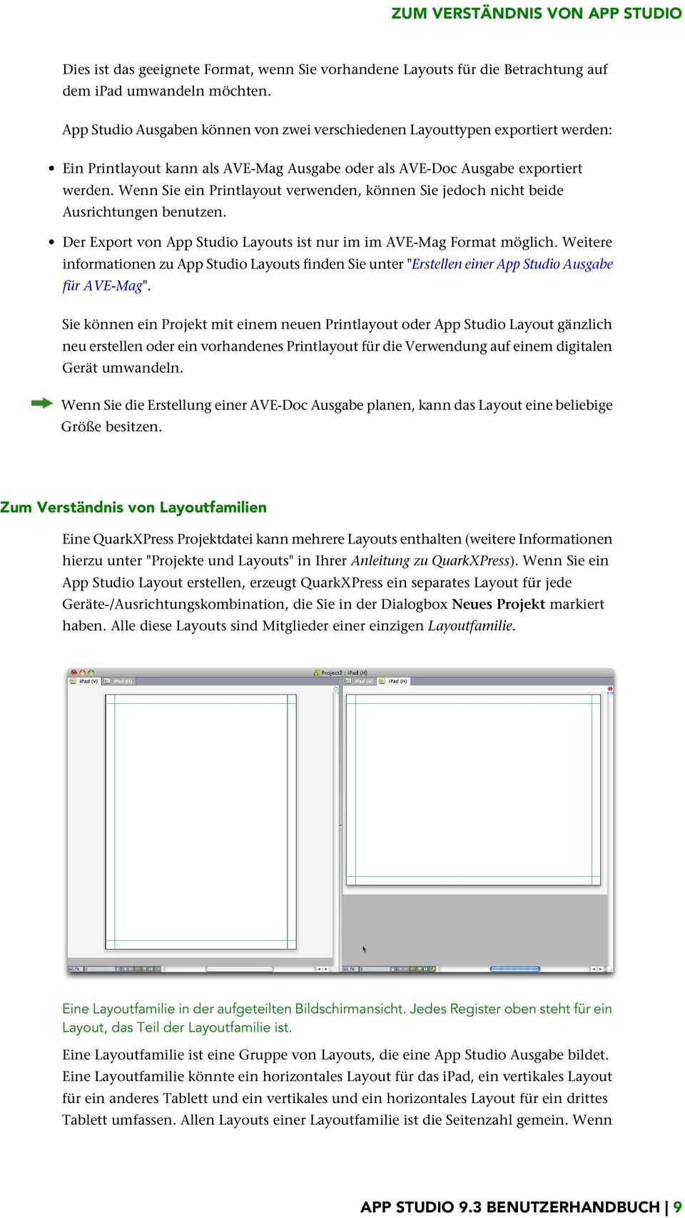 Wenn Sie ein Printlayout verwenden, können Sie jedoch nicht beide Ausrichtungen benutzen. Der Export von App Studio Layouts ist nur im im AVE-Mag Format möglich.