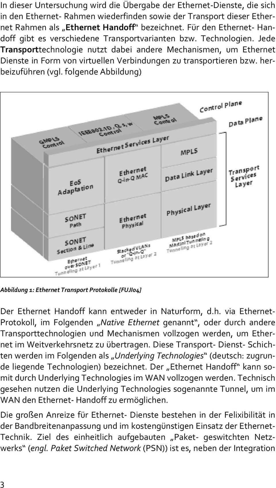 Jede Transporttechnologie nutzt dabei andere Mechanismen, um Ethernet Dienste in Form von virtuellen Verbindungen zu transportieren bzw. herbeizuführen (vgl.