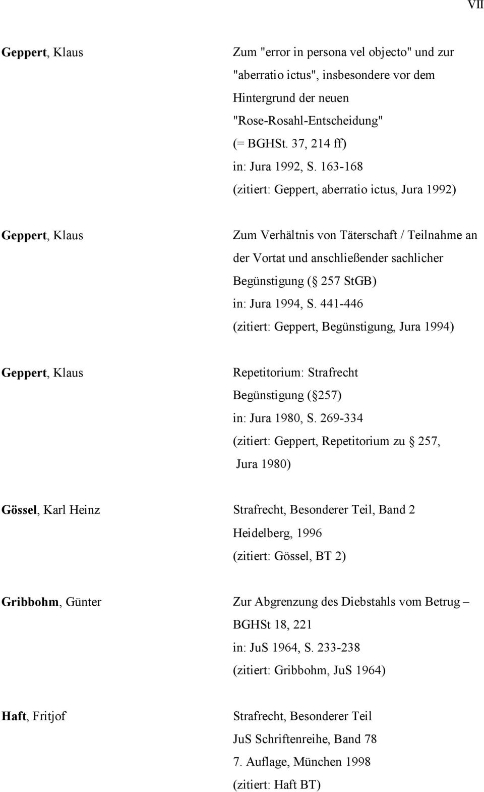 441-446 (zitiert: Geppert, Begünstigung, Jura 1994) Geppert, Klaus Repetitorium: Strafrecht Begünstigung ( 257) in: Jura 1980, S.