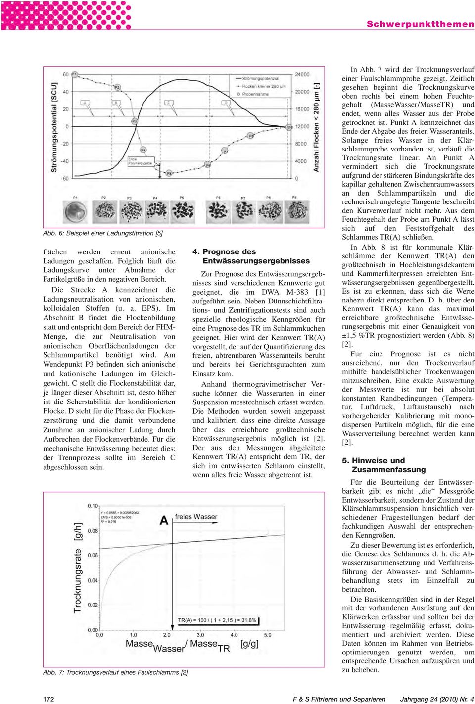 Im Abschnitt B findet die Flockenbildung statt und entspricht dem Bereich der FHM- Menge, die zur Neutralisation von anionischen Ober flächen ladungen der Schlammpartikel benötigt wird.