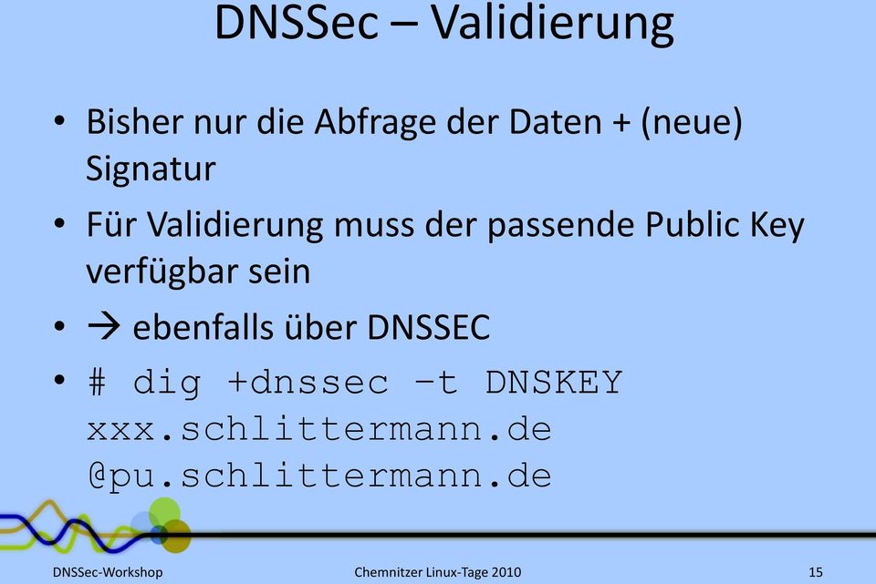 Public Key verfügbar sein ebenfalls über DNSSEC # dig