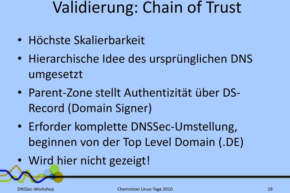 Authentizität über DS- Record (Domain Signer) Erforder komplette