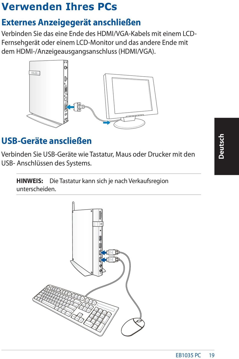 HDMI-/Anzeigeausgangsanschluss (HDMI/VGA).
