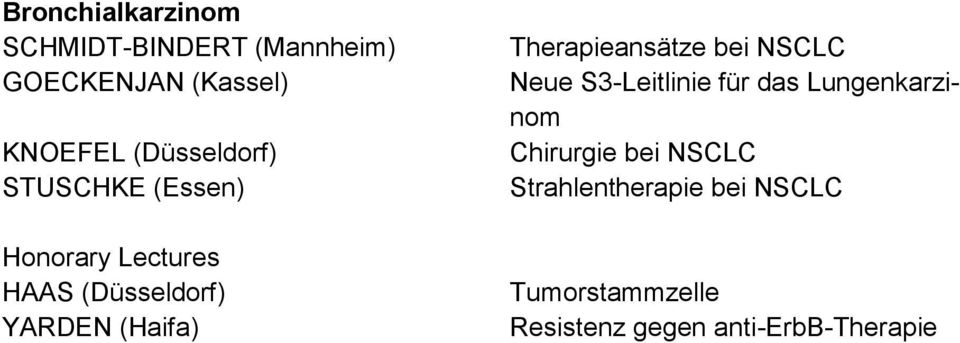 (Haifa) Therapieansätze bei NSCLC Neue S3-Leitlinie für das Lungenkarzinom