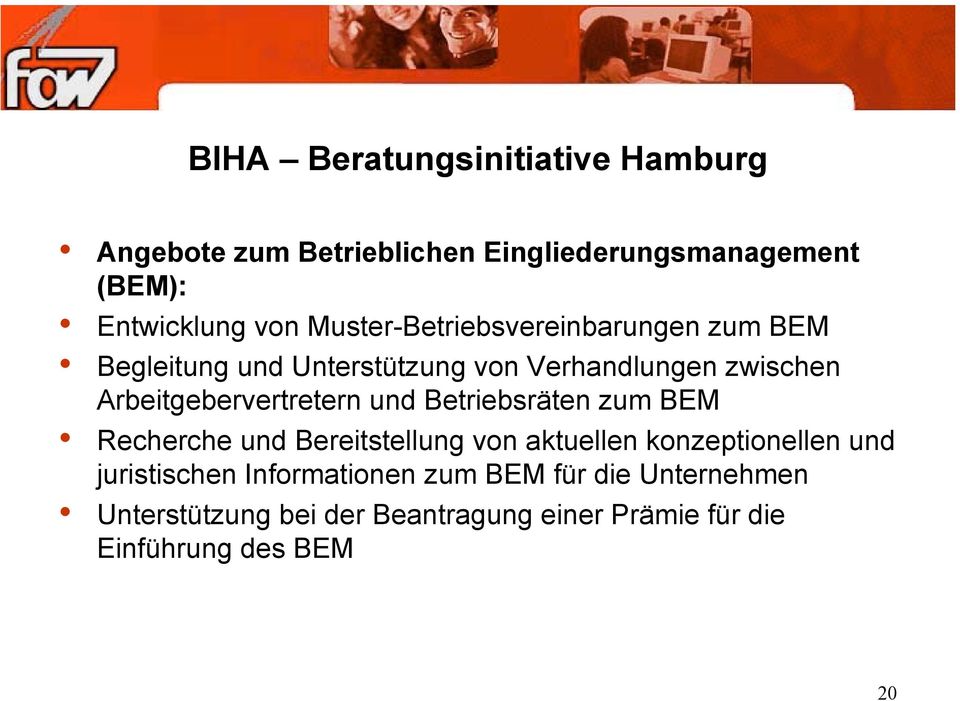 Arbeitgebervertretern und Betriebsräten zum BEM Recherche und Bereitstellung von aktuellen