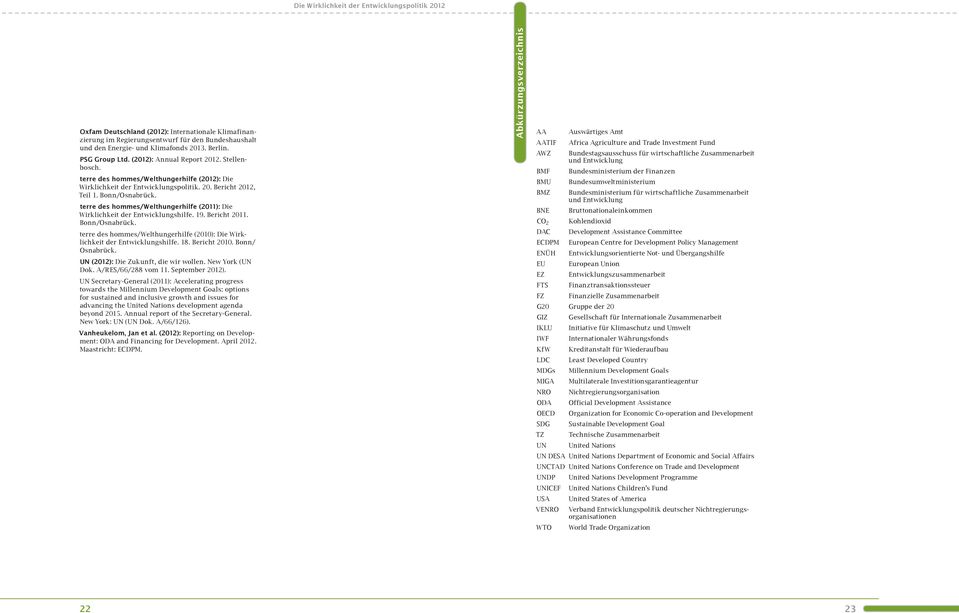 terre des hommes/welthungerhilfe (2011): Die Wirklichkeit der Entwicklungshilfe. 19. Bericht 2011. Bonn/Osnabrück. terre des hommes/welthungerhilfe (2010): Die Wirklichkeit der Entwicklungshilfe. 18.