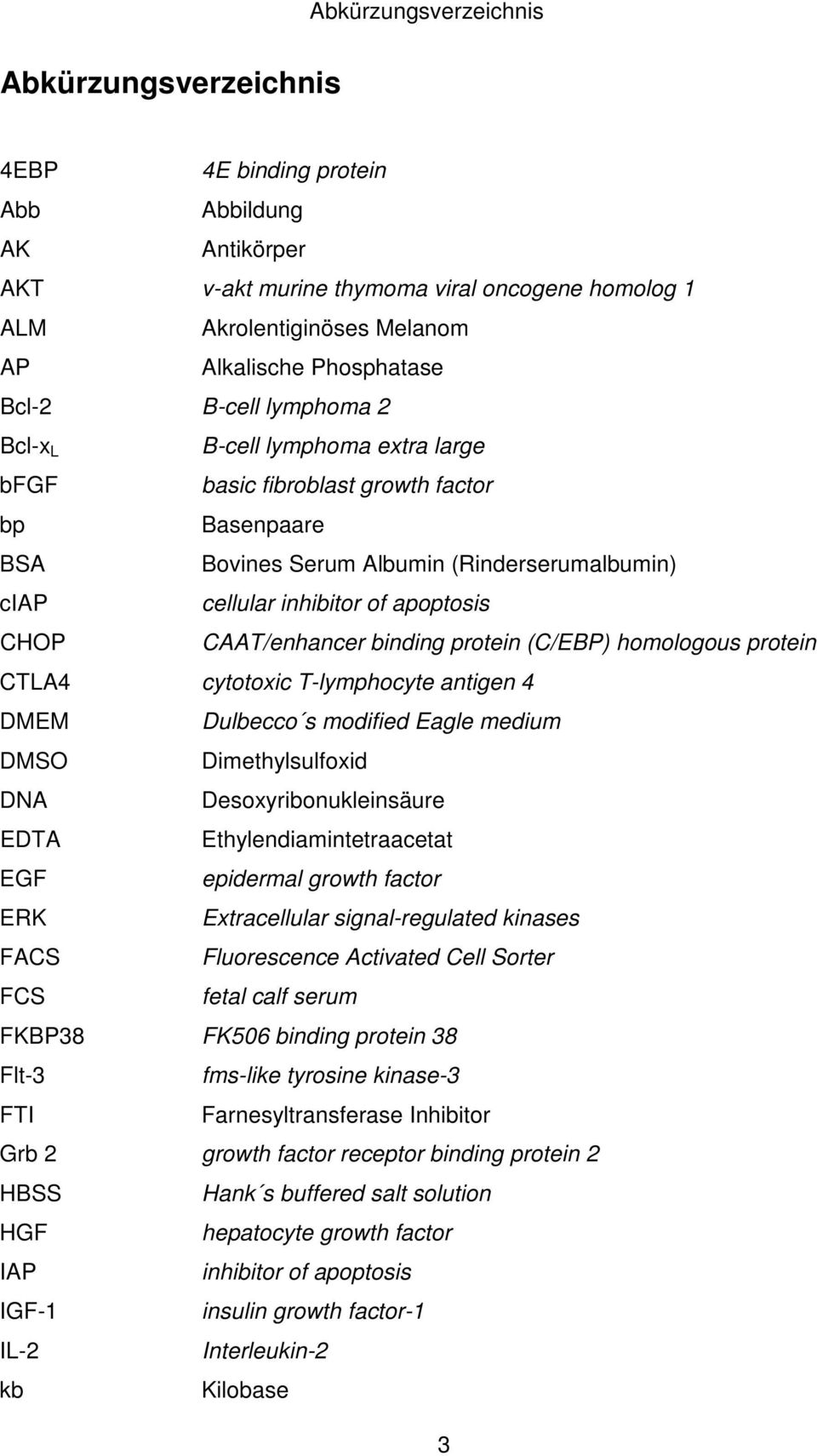 apoptosis CHOP CAAT/enhancer binding protein (C/EBP) homologous protein CTLA4 cytotoxic T-lymphocyte antigen 4 DMEM Dulbecco s modified Eagle medium DMSO Dimethylsulfoxid DNA Desoxyribonukleinsäure