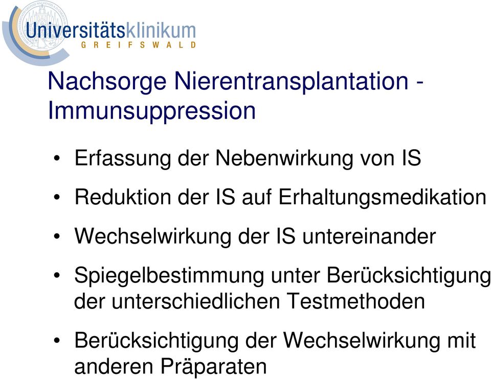 Wechselwirkung der IS untereinander Spiegelbestimmung unter