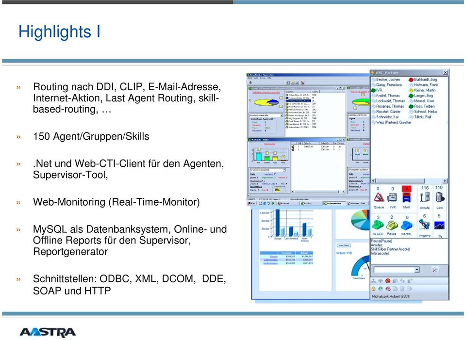 Net und Web-CTI-Client für den Agenten, Supervisor-Tool,» Web-Monitoring (Real-Time-Monitor)»