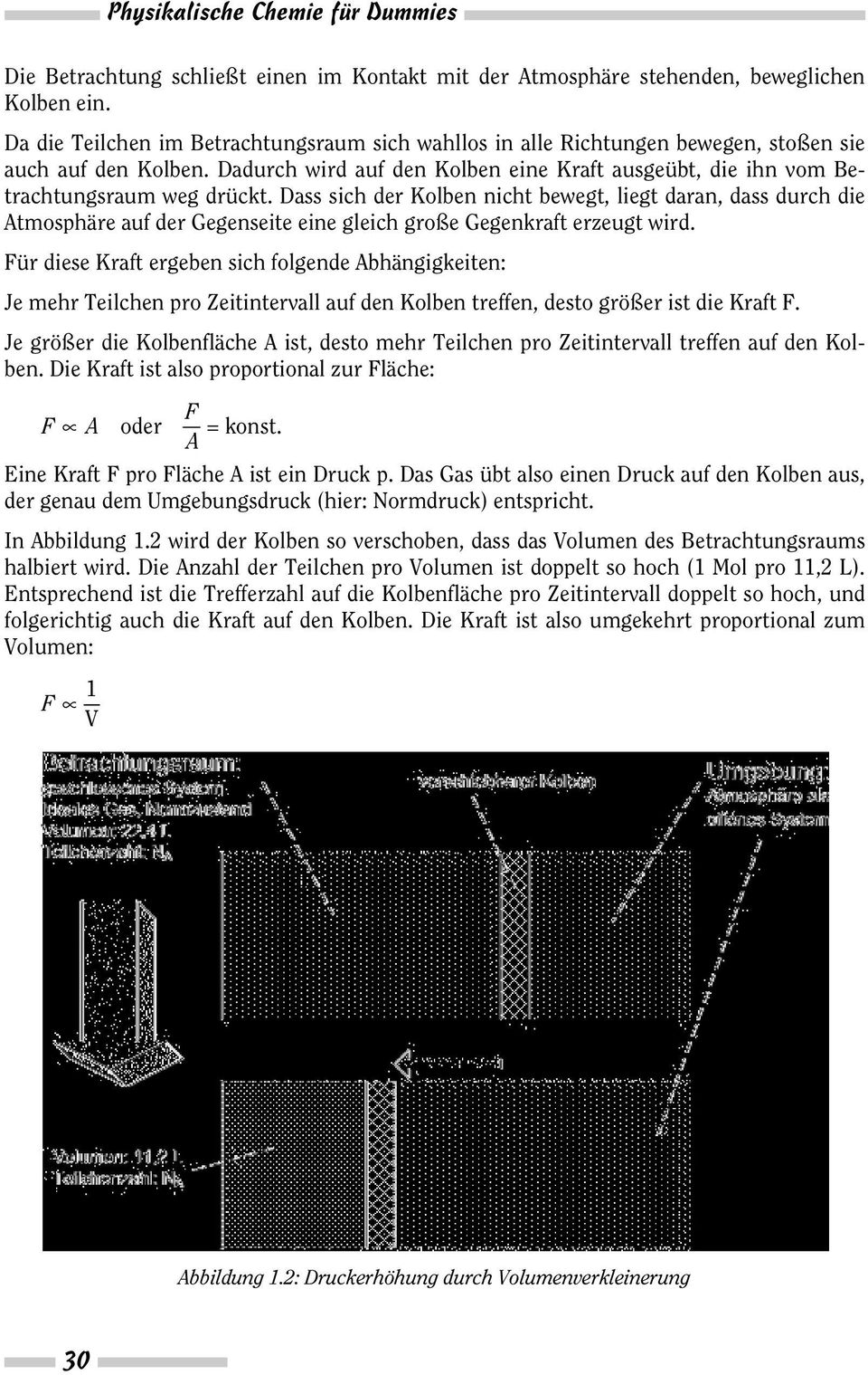 Dass sich der Kolben nicht bewegt, liegt daran, dass durch die Atmosphäre auf der Gegenseite eine gleich große Gegenkraft erzeugt wird.