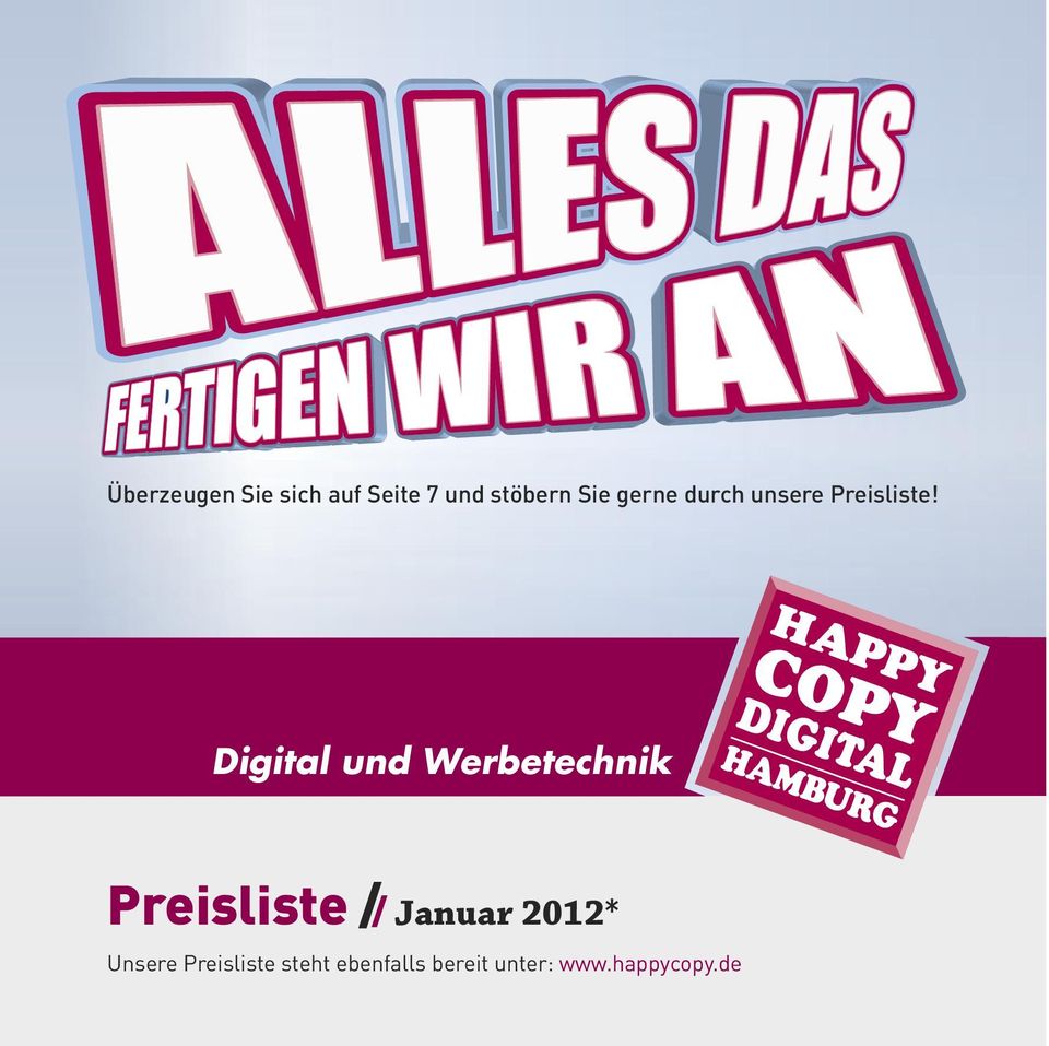 Digital und Werbetechnik Preisliste // Januar