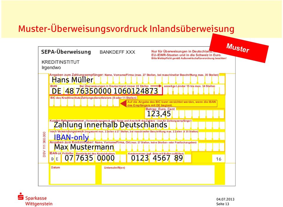 123,45 Zahlung innerhalb Deutschlands IAN-only