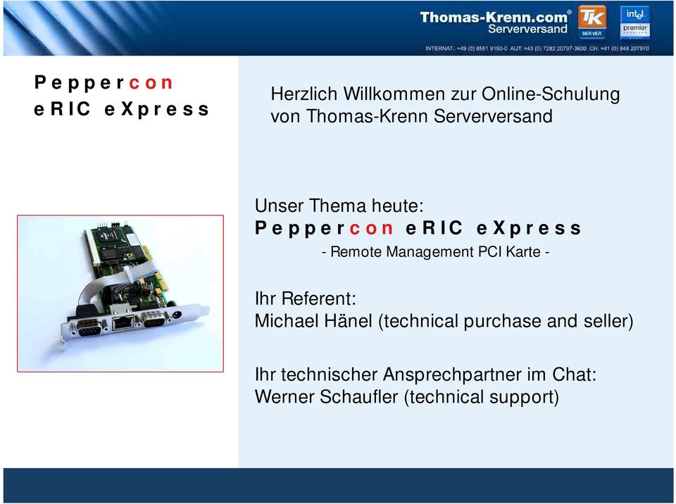 Karte - Ihr Referent: Michael Hänel (technical purchase and seller)