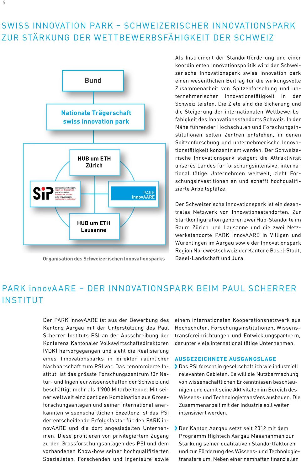 park einen wesentlichen Beitrag für die wirkungsvolle Zusammenarbeit von Spitzenforschung und unternehmerischer Innovationstätigkeit in der Schweiz leisten.