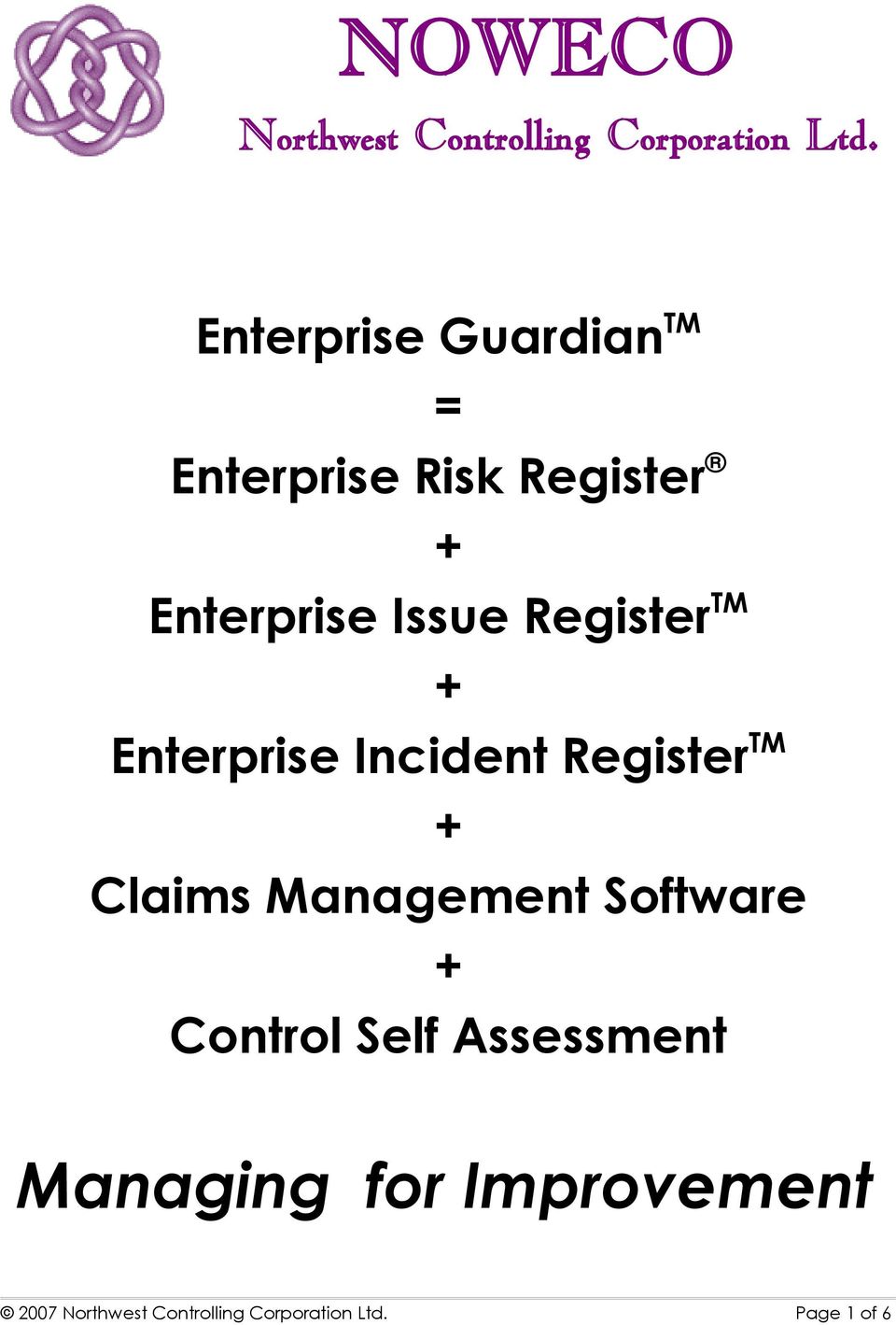 Register TM Enterprise Incident Register TM Claims Management Software