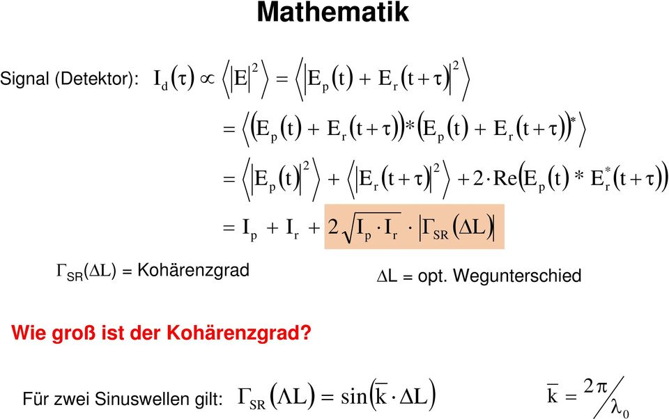 Δ Γ + + = + τ + + τ + = + τ + + τ + = + τ + = τ ΔL = opt.