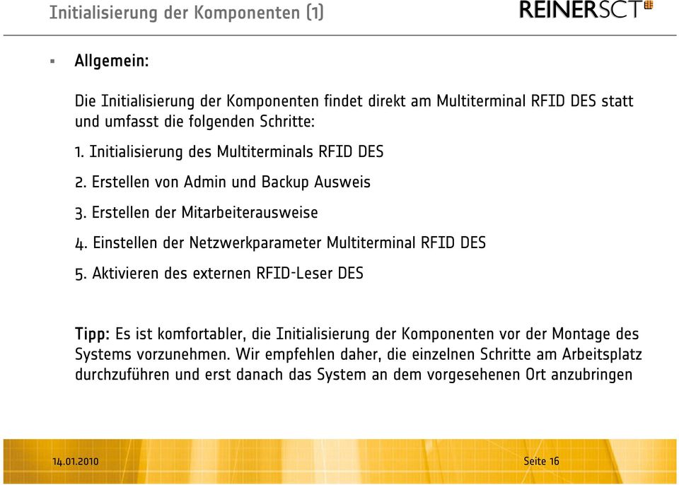 Einstellen der Netzwerkparameter Multiterminal RFID DES 5.