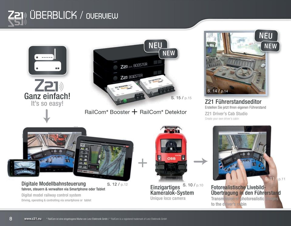 Smartphone oder Tablet Digital model railway control system Driving, operating & controlling via smartphone or tablet S. 12 / p.12 S. 10 / p.