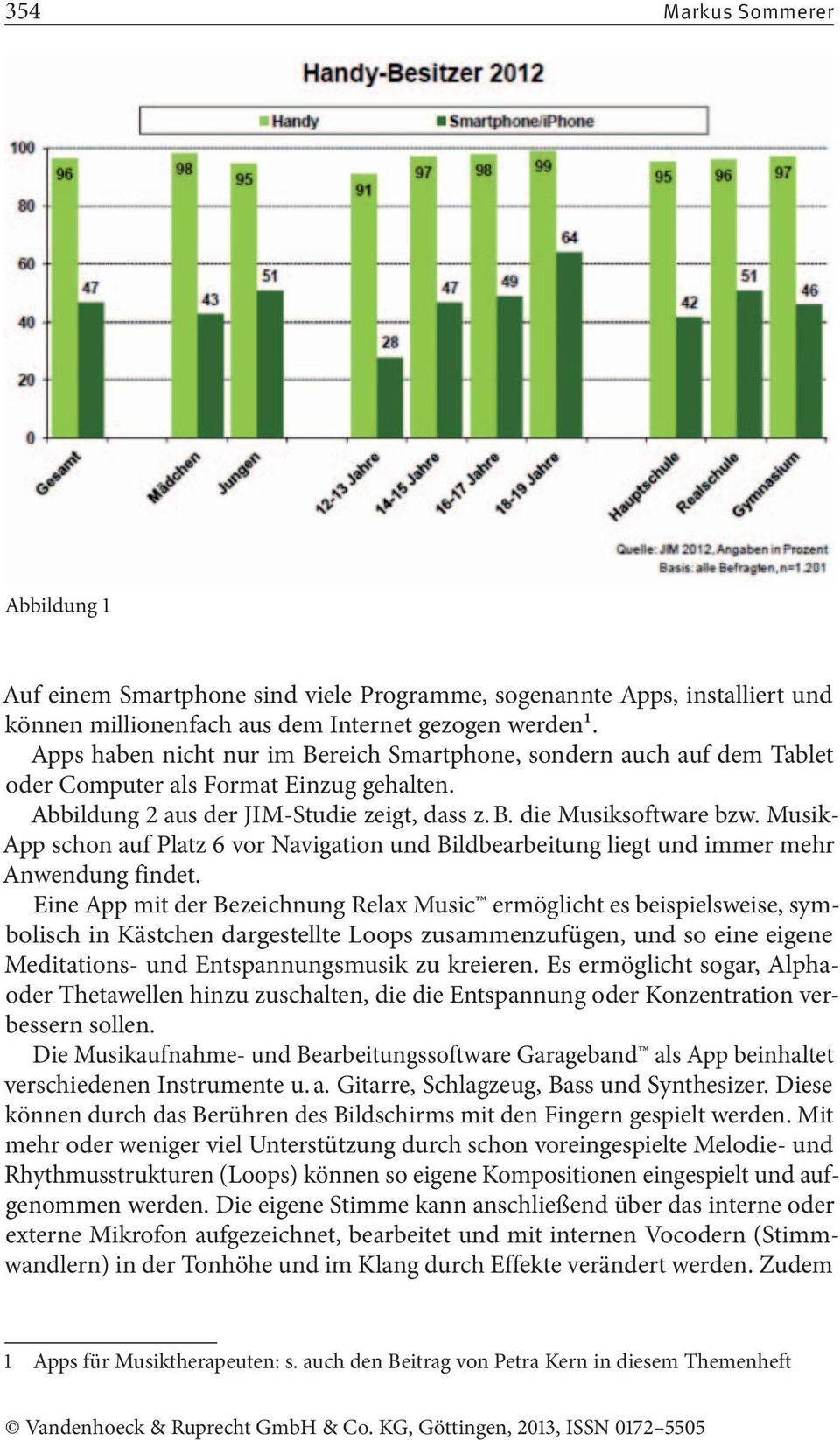 Musik- App schon auf Platz 6 vor Navigation und Bildbearbeitung liegt und immer mehr Anwendung findet.