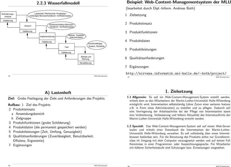 Andreas Both) 1 Zielsetzung Validierung Entwurf Validierung Implementierung Validierung Systemarchitektur,Benutzer handbuch, Verifikationsplan Validierung Module, Testdaten Dokumentation Betrieb und