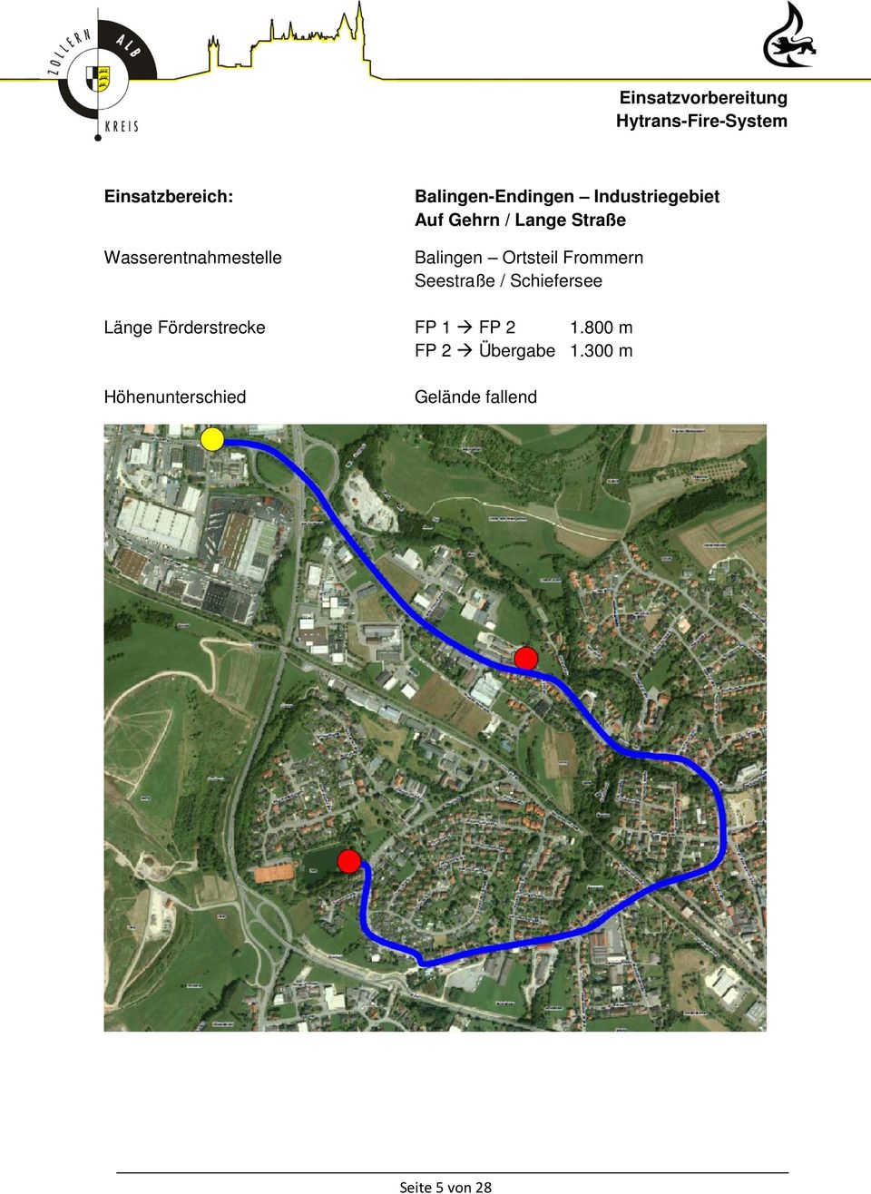 Frommern Seestraße / Schiefersee Länge Förderstrecke FP 1