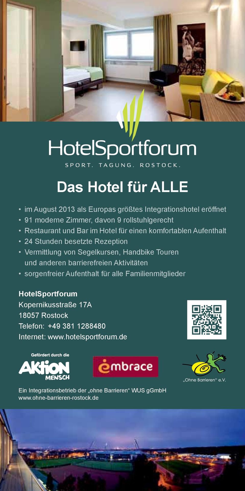 anderen barrierefreien Aktivitäten sorgenfreier Aufenthalt für alle Familienmitglieder HotelSportforum Kopernikusstraße 17A 18057