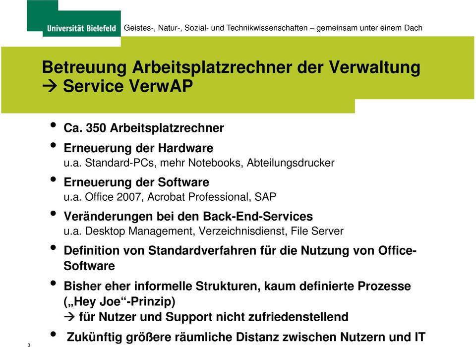 Definition von Standardverfahren für die Nutzung von Office- Software Bisher eher informelle Strukturen, kaum definierte Prozesse ( Hey Joe