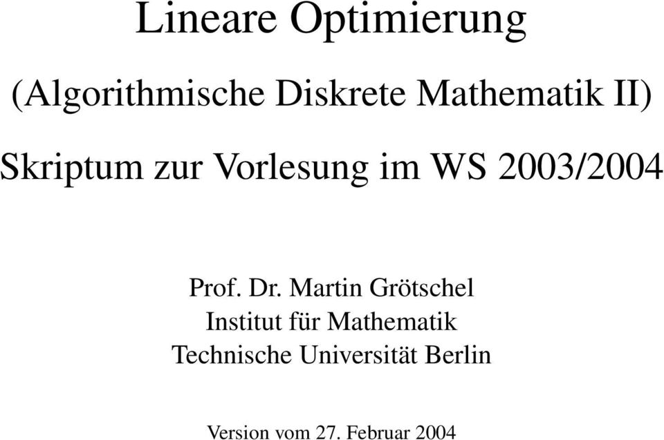 2003/2004 Prof. Dr.