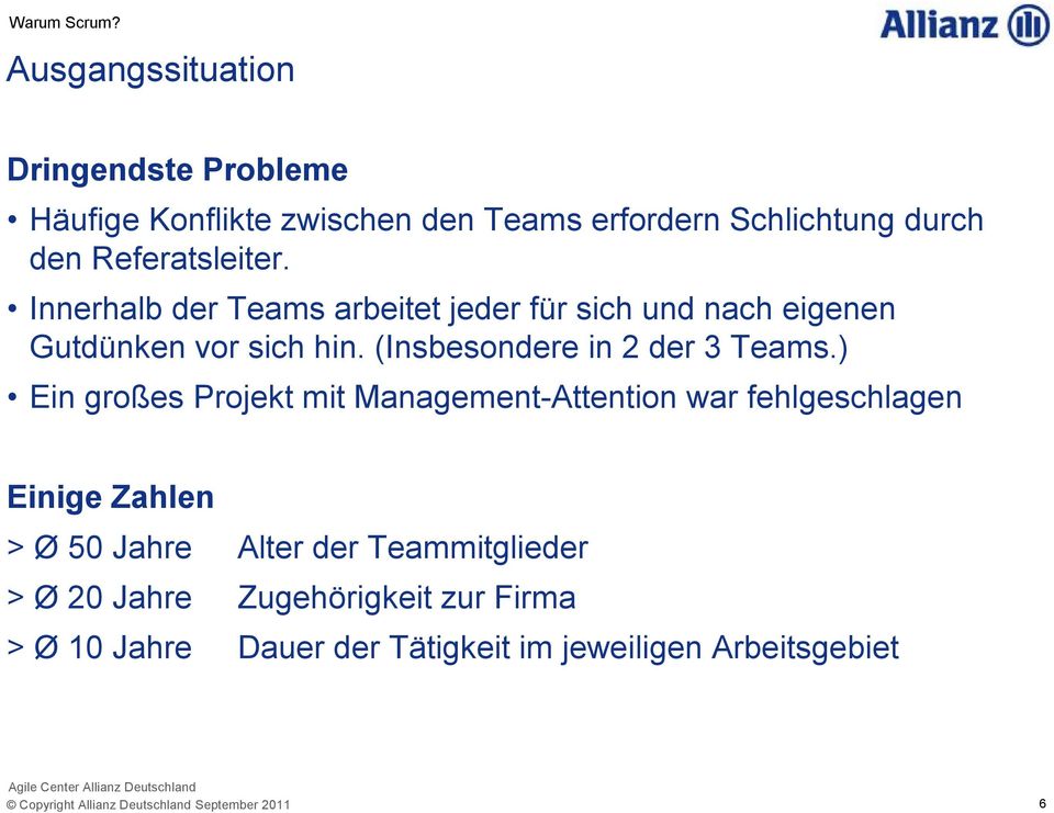 Innerhalb der Teams arbeitet jeder für sich und nach eigenen Gutdünken vor sich hin. (Insbesondere in 2 der 3 Teams.