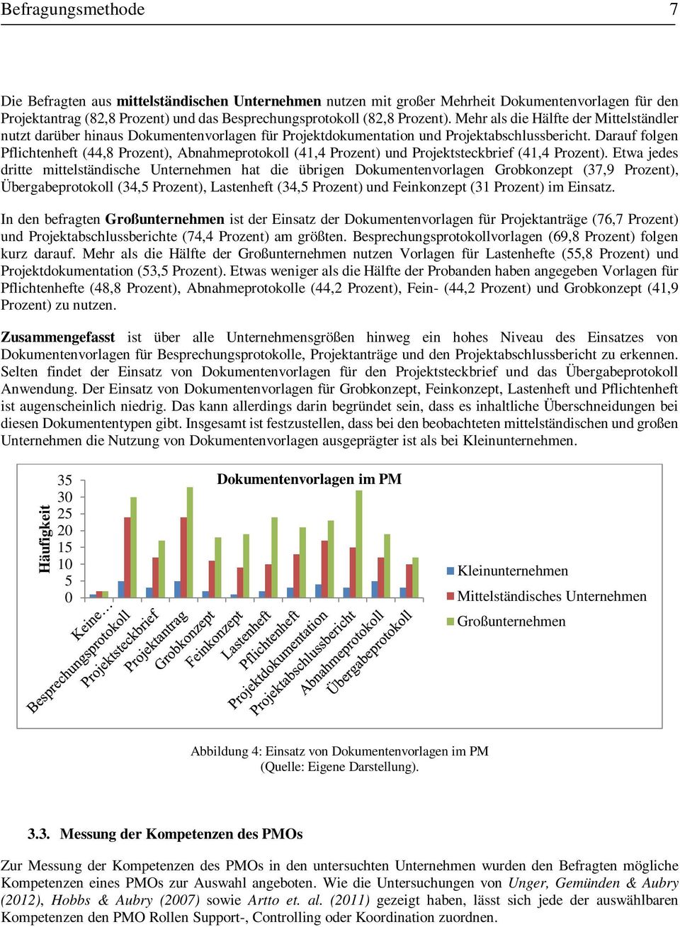 Darauf folgen Pflichtenheft (44,8 Prozent), Abnahmeprotokoll (4,4 Prozent) und Projektsteckbrief (4,4 Prozent).