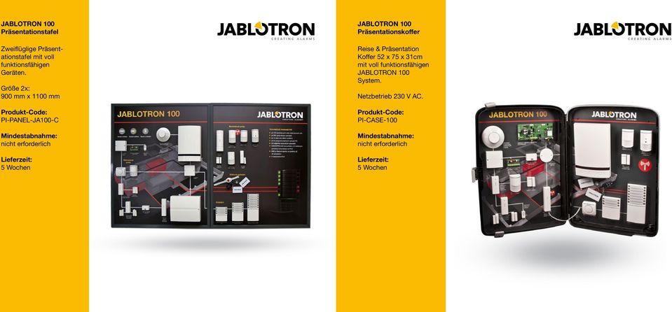 & fjigbidf Präsentation Koffer 52 x 75 x 31cm mit voll funktionsfähigen JABLOTRON 100 System.
