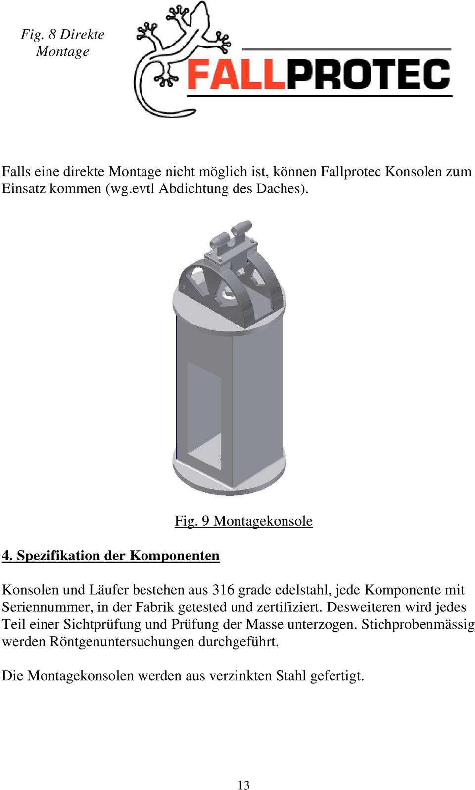 9 Montagekonsole Konsolen und Läufer bestehen aus 316 grade edelstahl, jede Komponente mit Seriennummer, in der Fabrik getested und