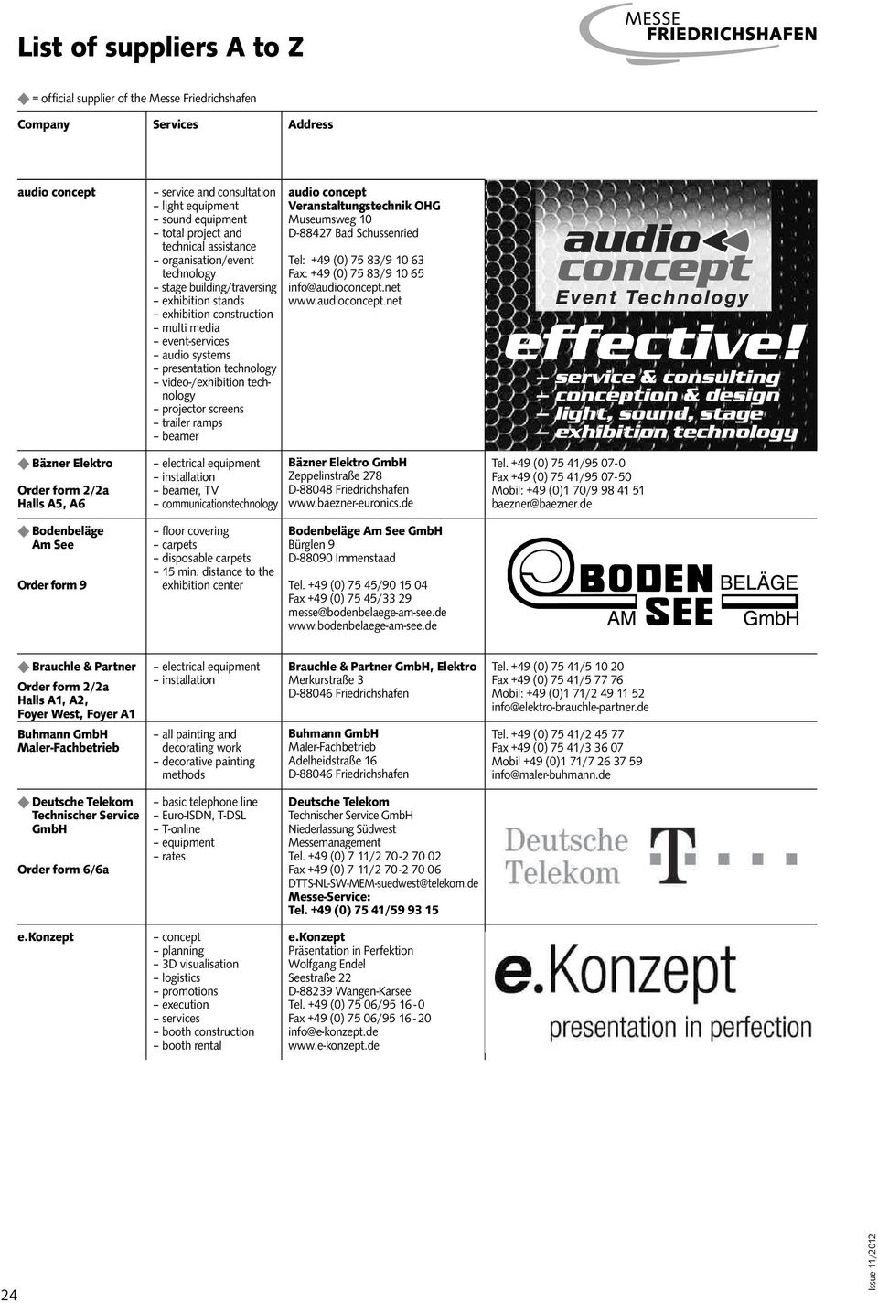 audio concept Veranstaltungstechnik OHG Museumsweg 10 D-88427 Bad Schussenried Tel: +49 (0) 75 83/9 10 63 Fax: +49 (0) 75 83/9 10 65 info@audioconcept.net www.audioconcept.net Bäzner Elektro GmbH Zeppelinstraße 278 www.