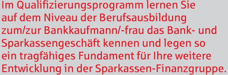 Sparkassengeschäft kennen und legen so ein tragfähiges