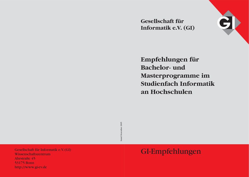 Informatik an Hochschulen Stand: Dezember 2005  (GI)