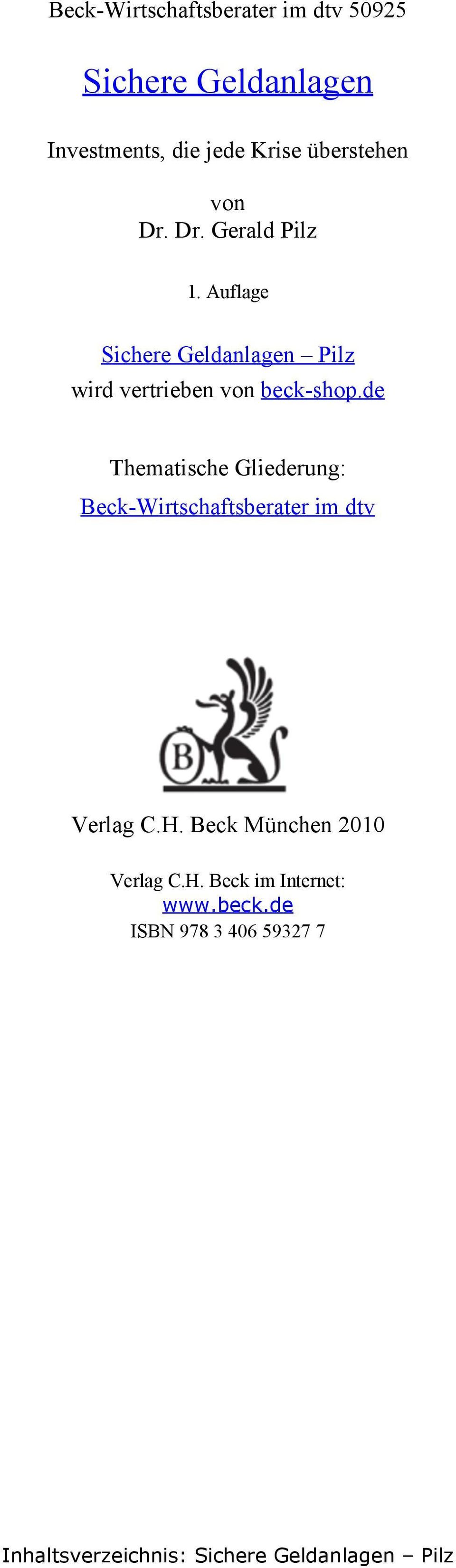 de Thematische Gliederung: Beck-Wirtschaftsberater im dtv Verlag C.H.